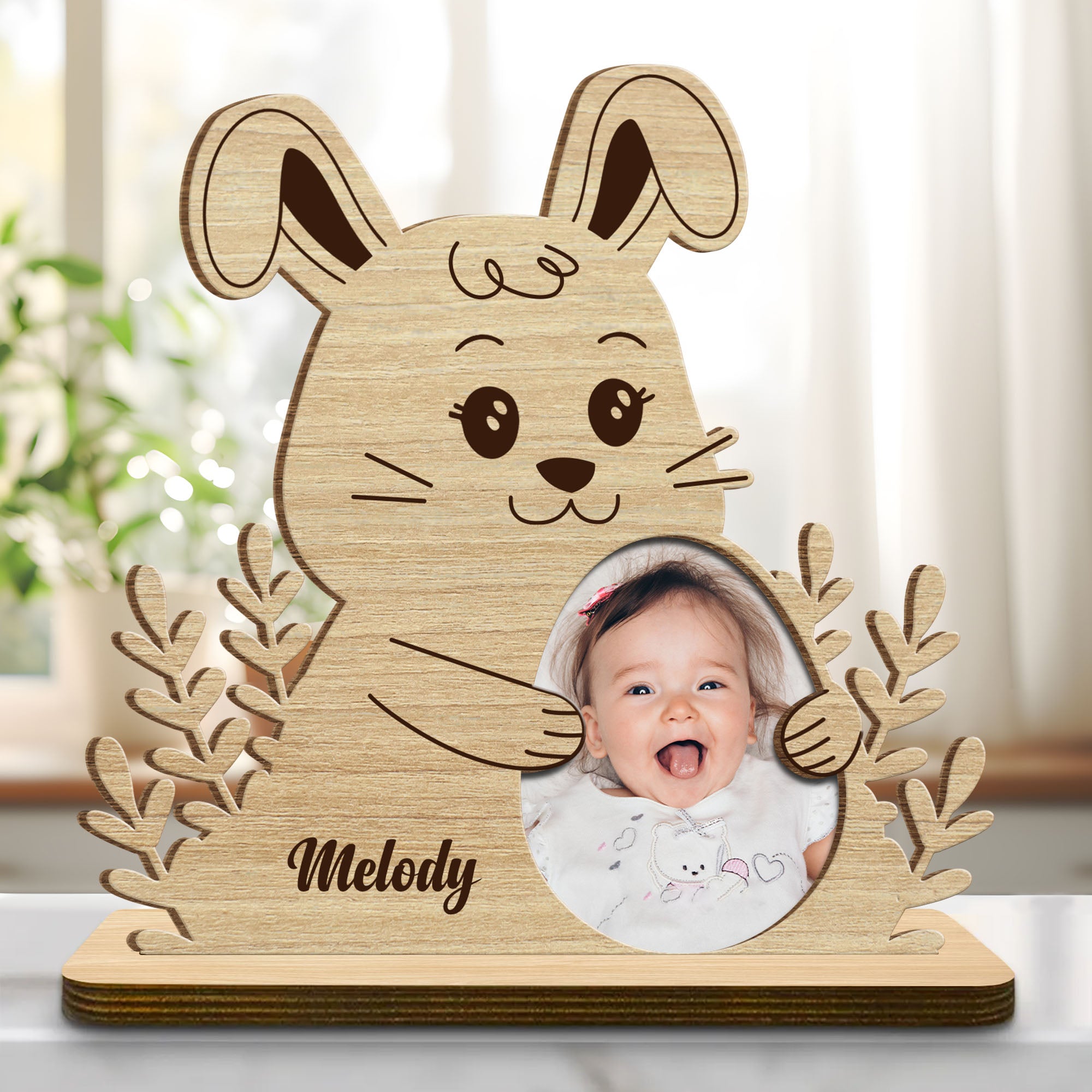 2d Rabbit Plaque To Your Loved One's Name With All My Love, Rabbit Design, 2-Layer Wood ...