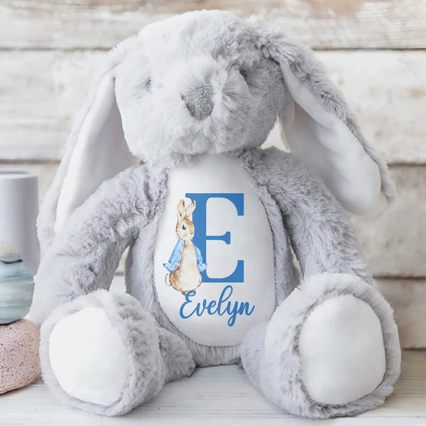 Cute Bunny With Monogrammed Letter And Custom Name