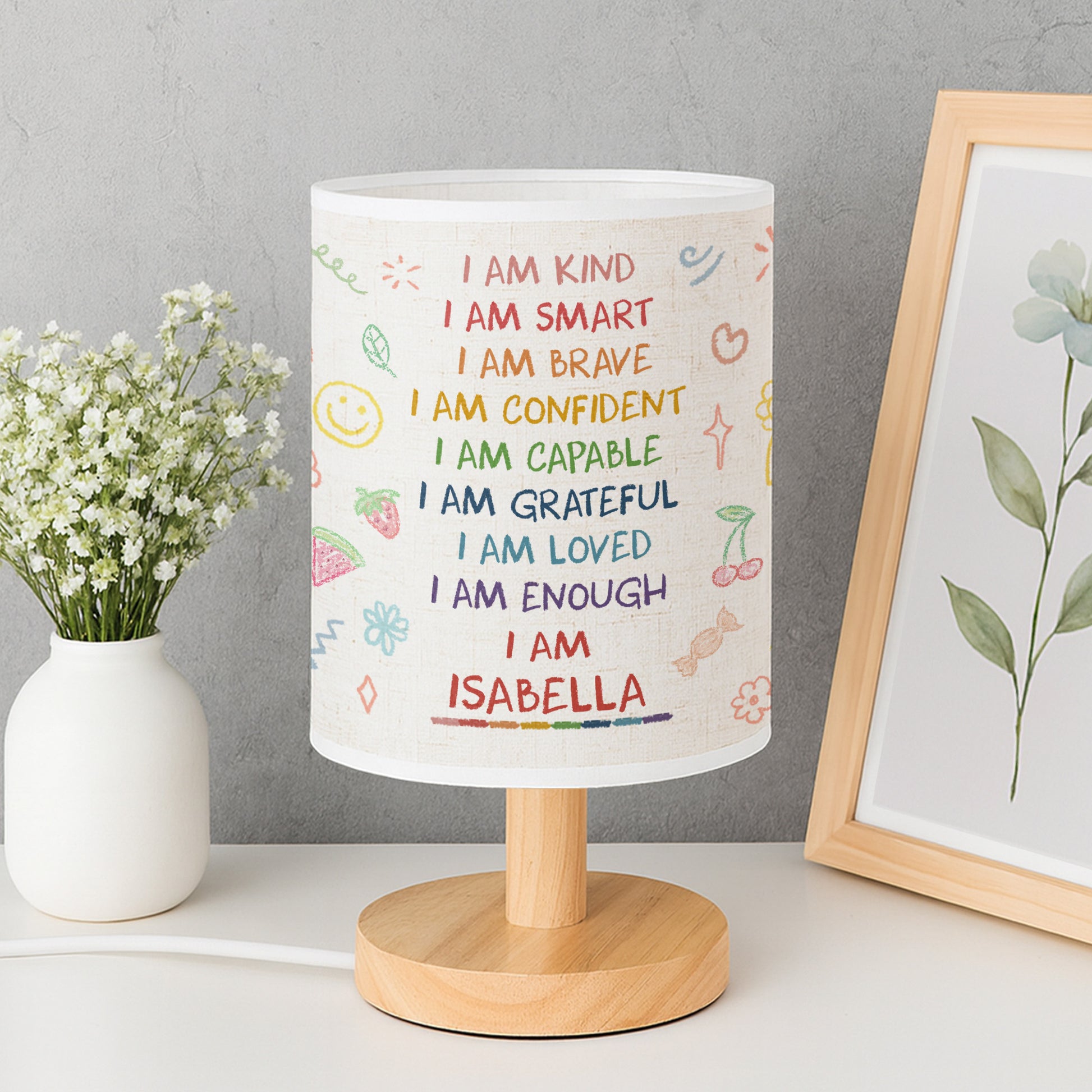 I Am Inspirational Words Fabric Lamp