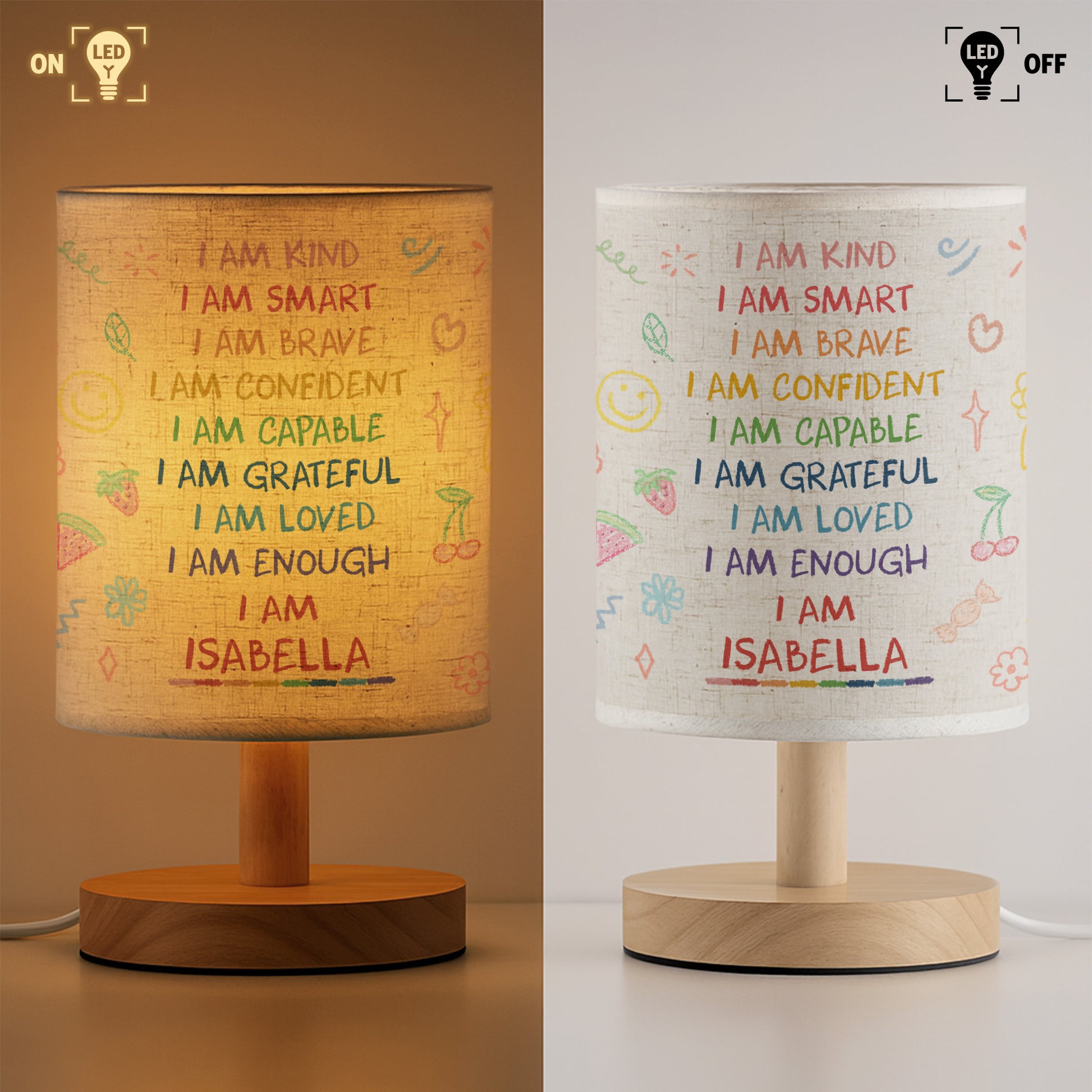I Am Inspirational Words Fabric Lamp