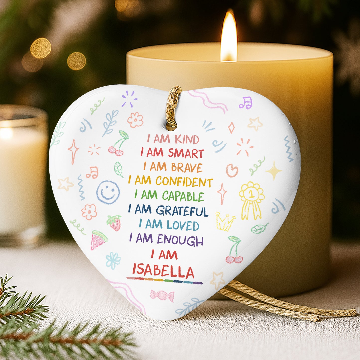 I Am Kind, I Am Smart, Heart Shaped Ornament