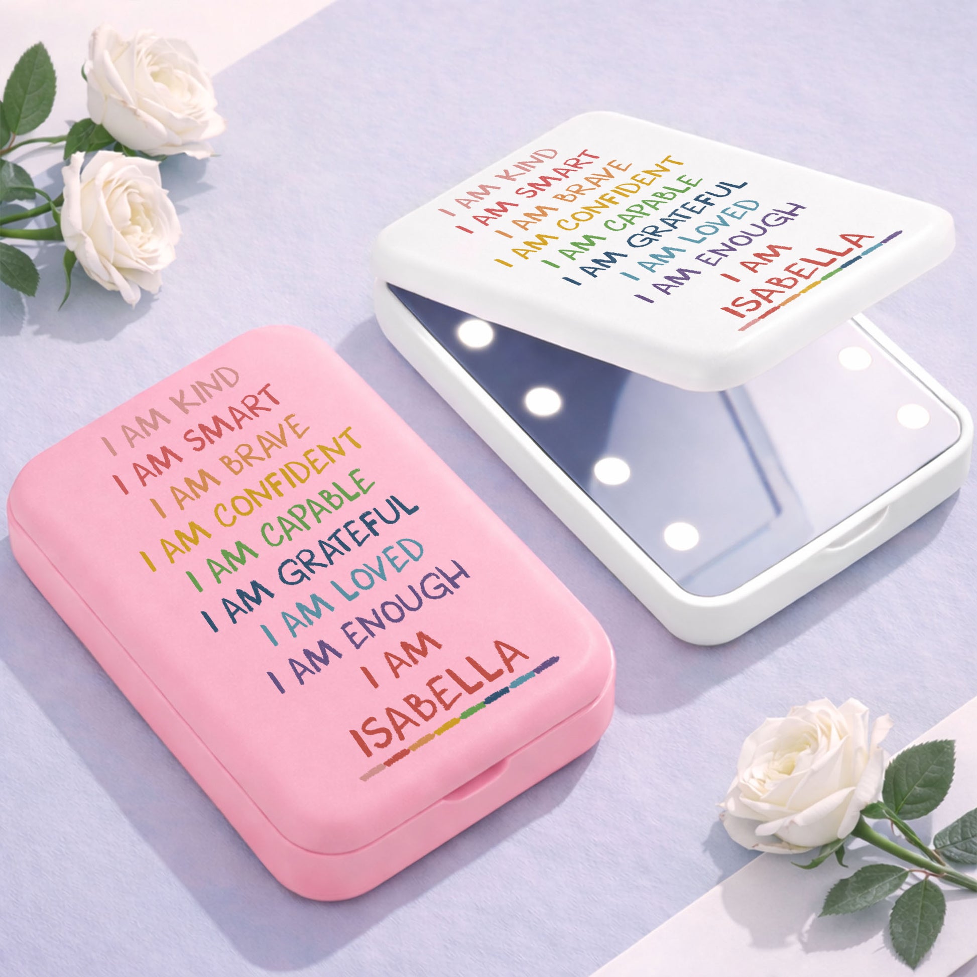 I Am Kind Smart Brave Affirmations Custom Rainbow Name