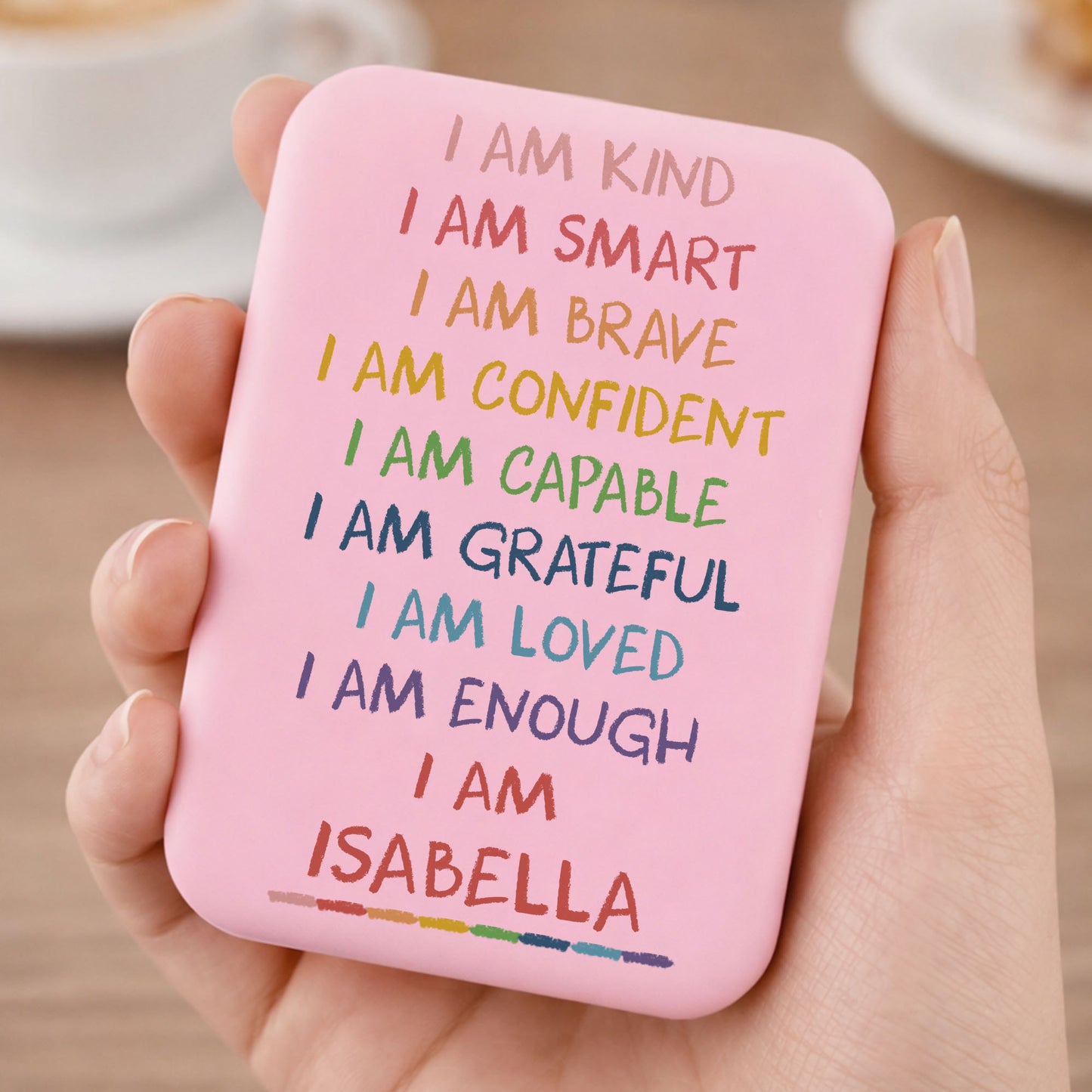 I Am Kind Smart Brave Affirmations Custom Rainbow Name