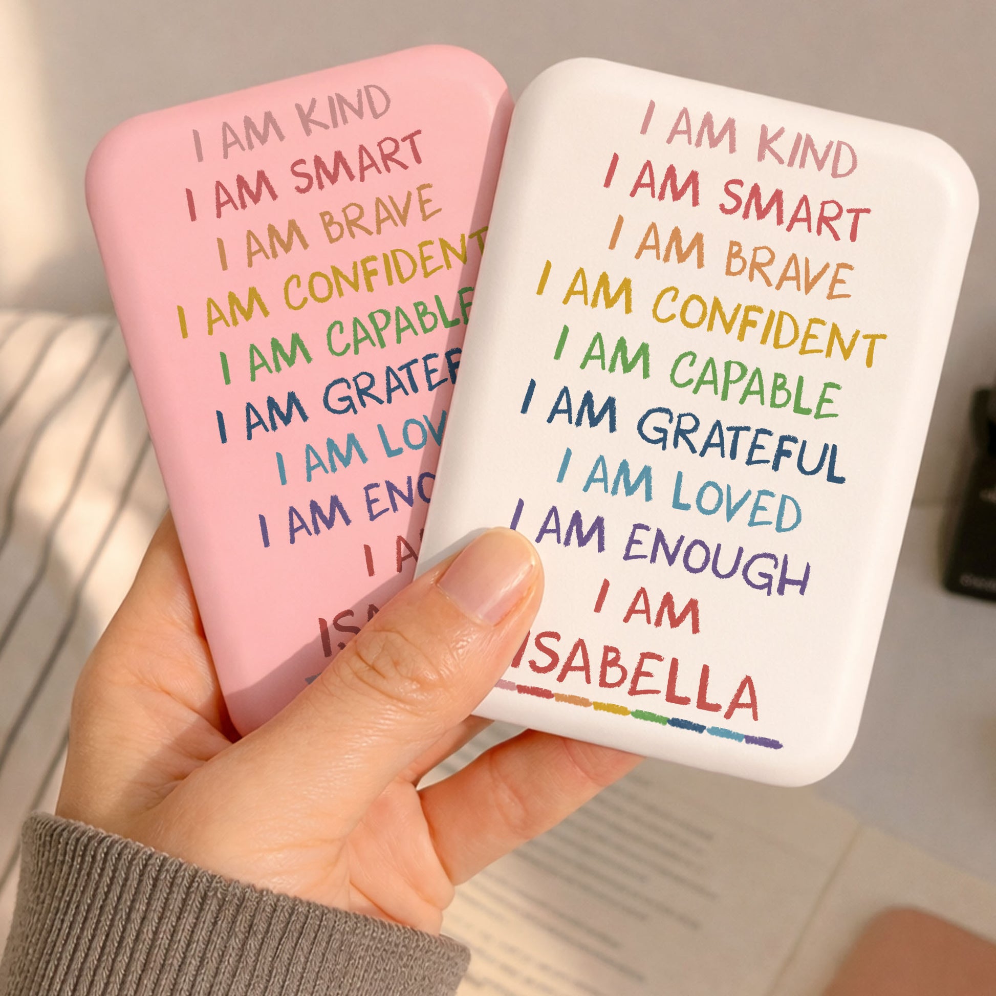 I Am Kind Smart Brave Affirmations Custom Rainbow Name