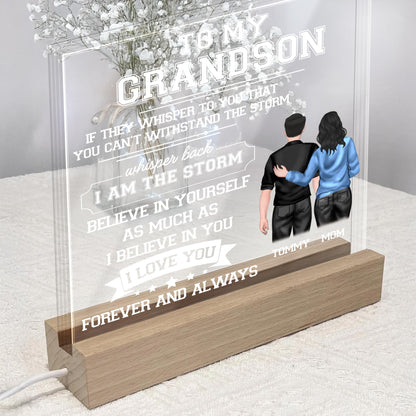 To My Grandson, If They Whisper To You That You Can't Withstand The Storm, Back View Of A Woman And A Young Man