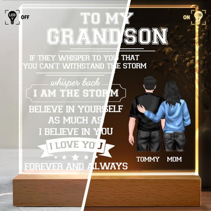 To My Grandson, If They Whisper To You That You Can't Withstand The Storm, Back View Of A Woman And A Young Man