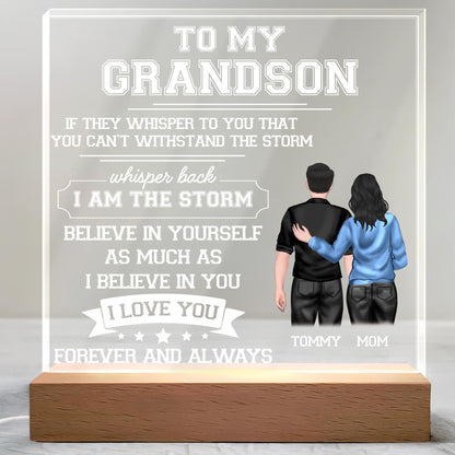 To My Grandson, If They Whisper To You That You Can't Withstand The Storm, Back View Of A Woman And A Young Man