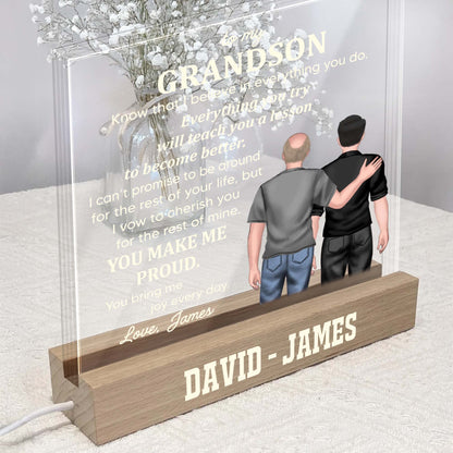 To My Grandson, Know That I Believe In Everything You Do, Two People And Wooden Base