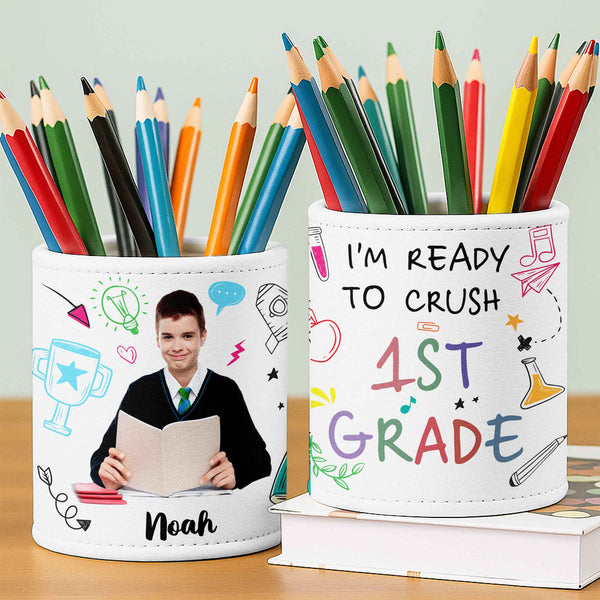 Personalized Organizer With Book, Trophy, Light Bulb - Personalized Pen Holder - GRK049_PENH