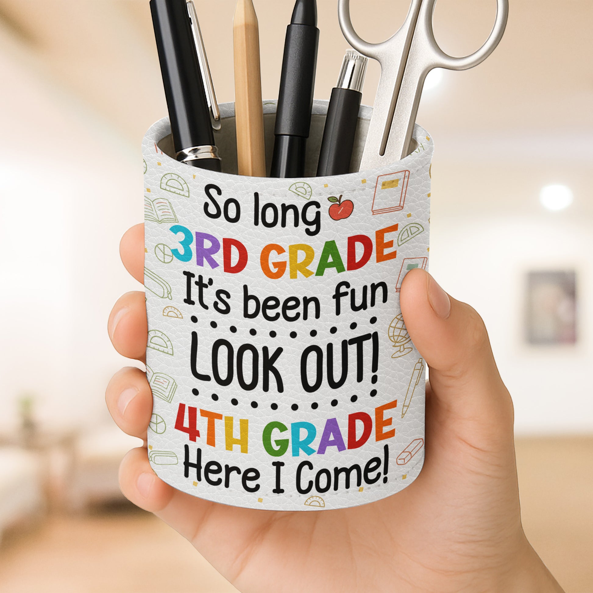 Charming Personalized Scene With School Supplies And Cartoon Character