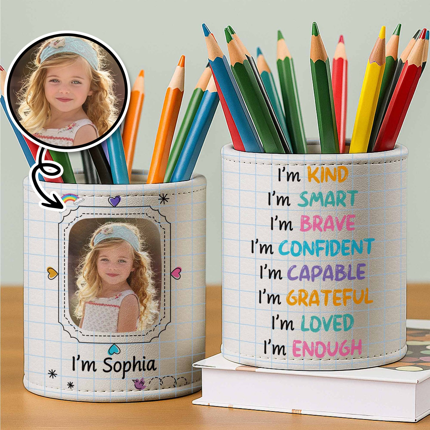 Portabolígrafos con diseño de papel de cuaderno de [Nombre] - Portabolígrafos personalizado - GRK053_PENH