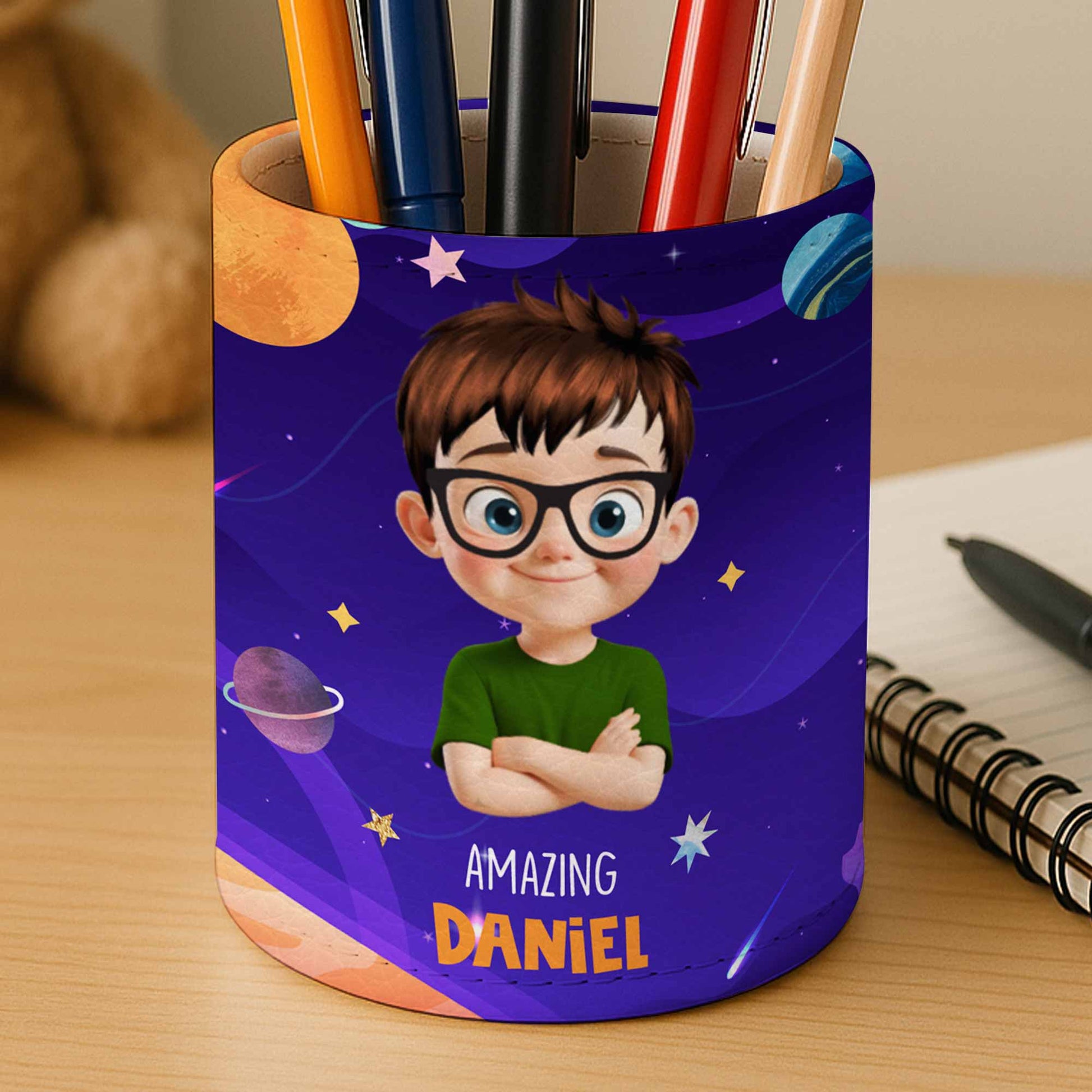 Amazing {Name} With Cartoon Character, Stars And Planets