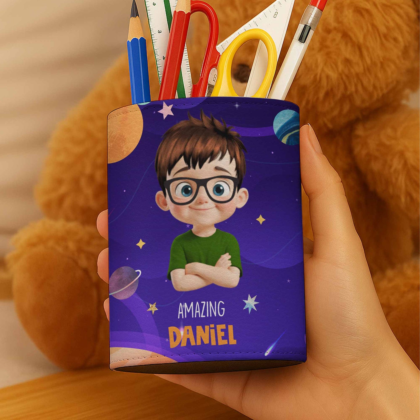 Amazing {Name} With Cartoon Character, Stars And Planets