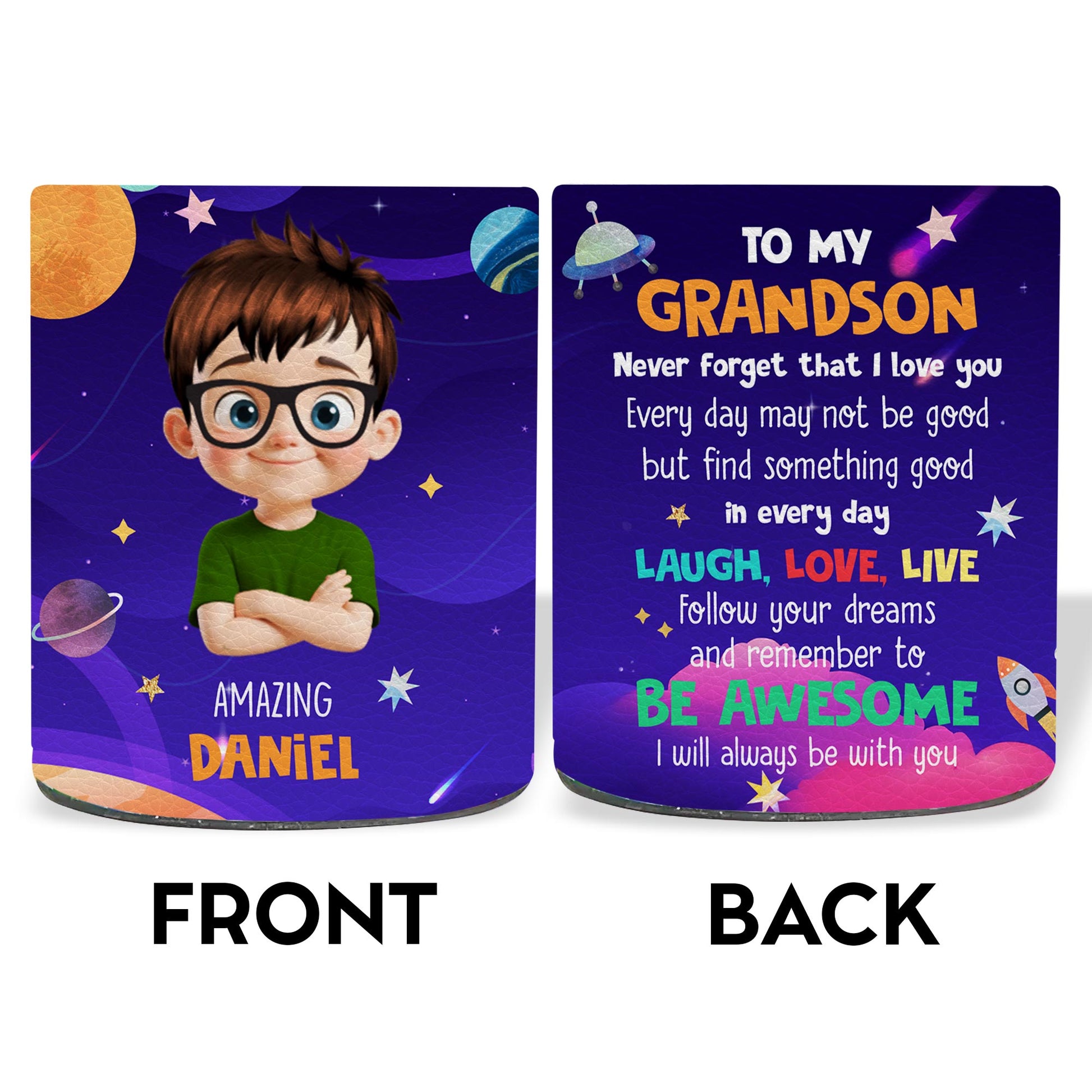 Amazing {Name} With Cartoon Character, Stars And Planets