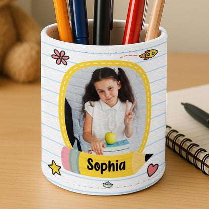 Capturez les moments joyeux de l'école, motif cœur et pomme - Porte-stylo personnalisé - GRK055_PENH