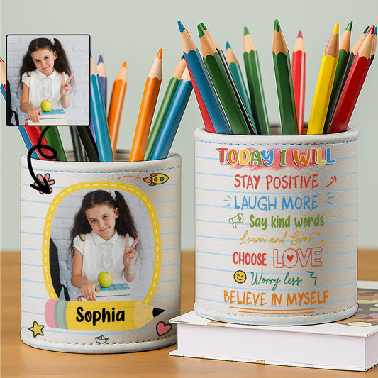 Capture The Joyous School Moments, Heart And Apple Design - Personalized Pen Holder - GRK055_PENH