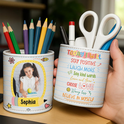 Capturez les moments joyeux de l'école, motif cœur et pomme - Porte-stylo personnalisé - GRK055_PENH