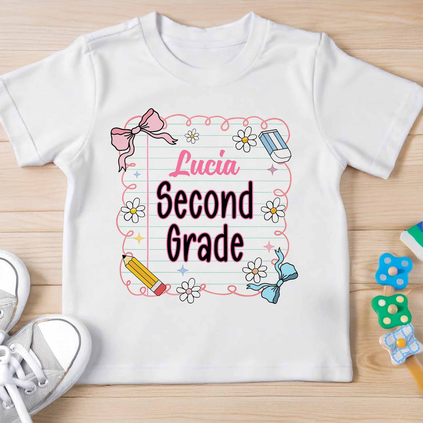 Celebrating Second Grade With Pencil And Flowers