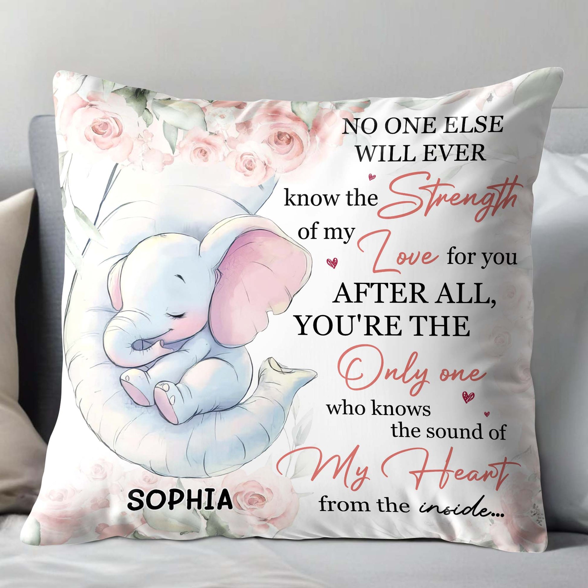 Strength Of My Love, Elephant And Roses Design