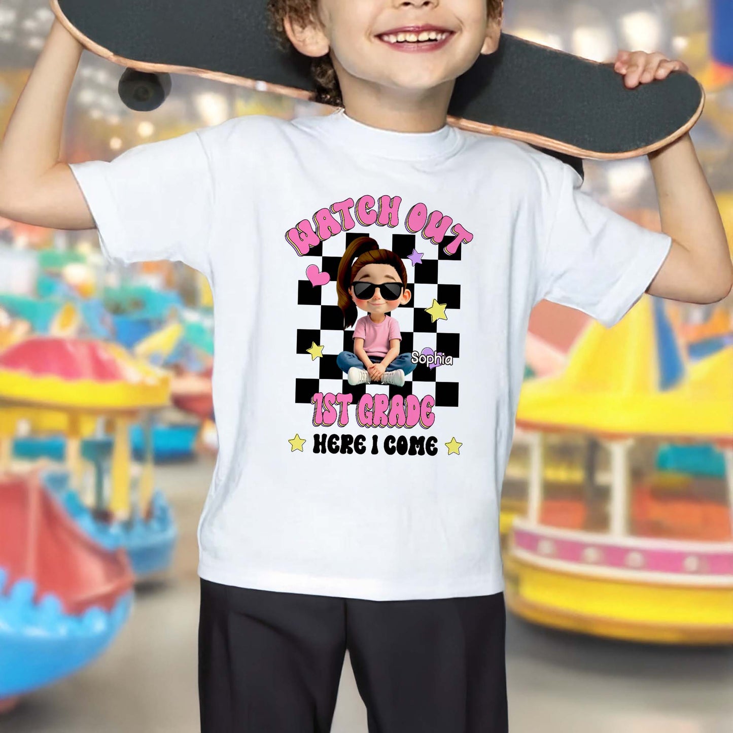 Watch Out Here I Come Cartoon Kid T-Shirt - Personalized Custom Youth T-shirt - GRK076_WYOU