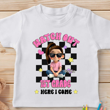 Watch Out Here I Come Cartoon Kid T-Shirt - Personalized Custom Youth T-shirt - GRK076_WYOU