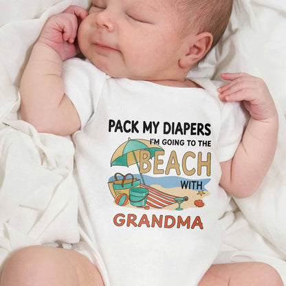 Pack My Diapers Going to the Beach With Umbrella and Shell