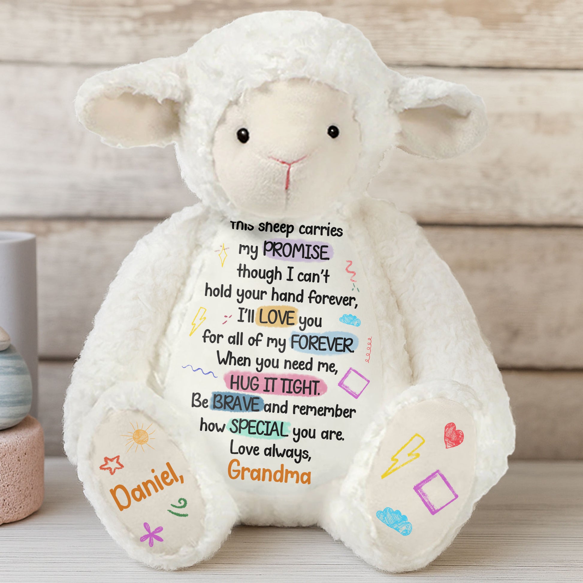 This Sheep Carries My Promise Stuffed Sheep With Stars And Heart