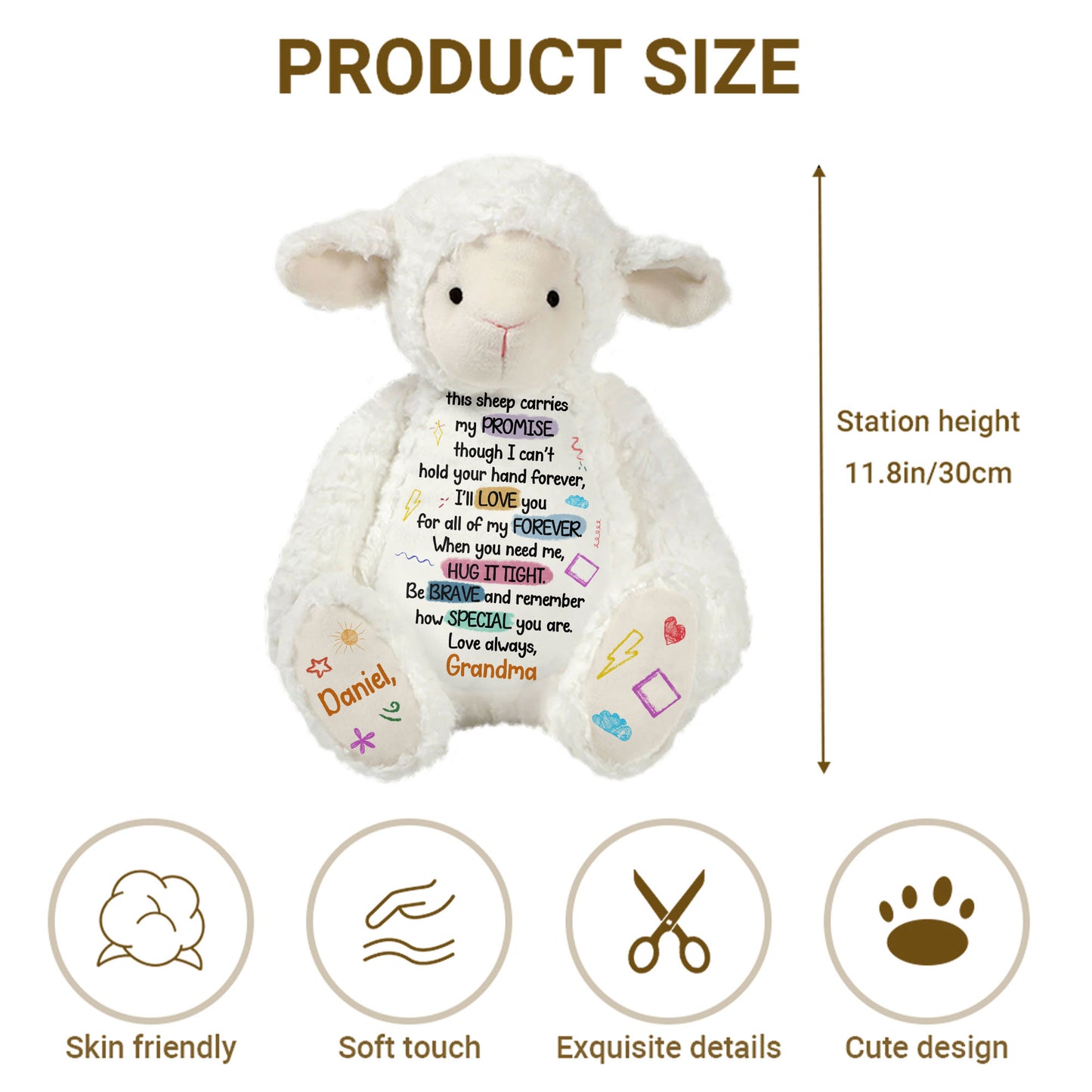 This Sheep Carries My Promise Stuffed Sheep With Stars And Heart