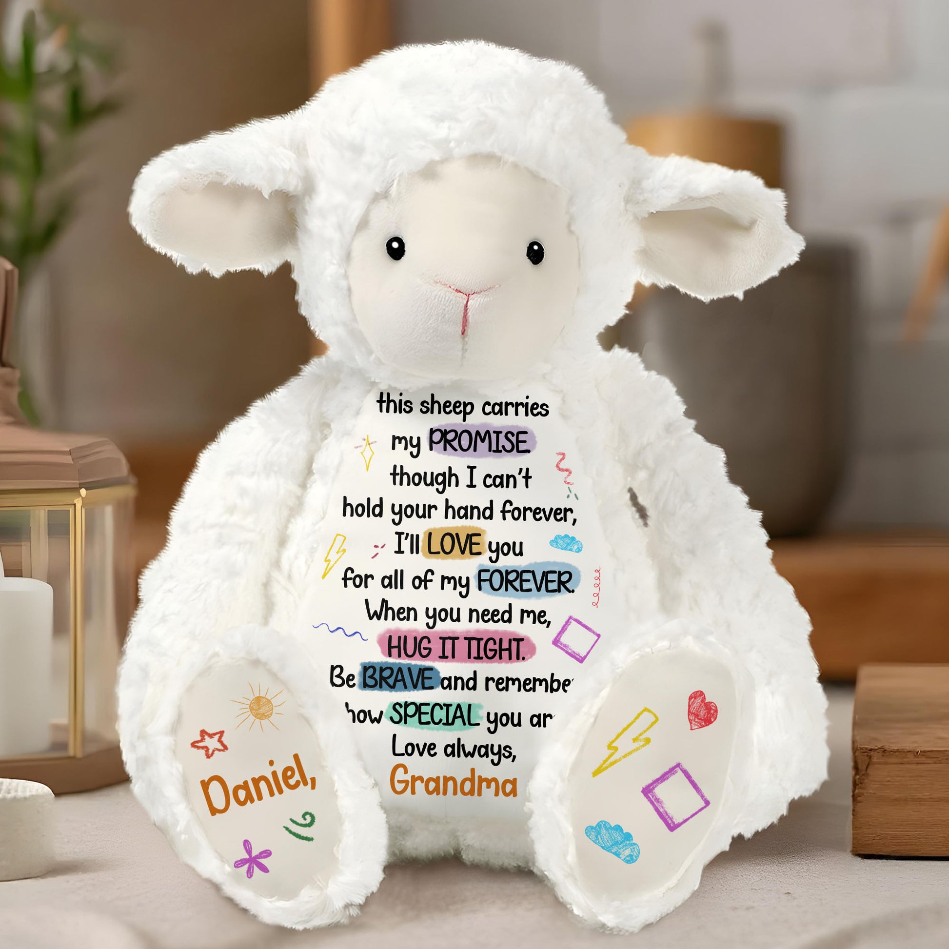 This Sheep Carries My Promise Stuffed Sheep With Stars And Heart