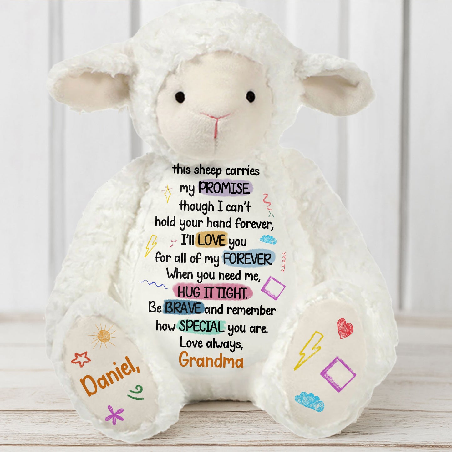 This Sheep Carries My Promise Stuffed Sheep With Stars And Heart