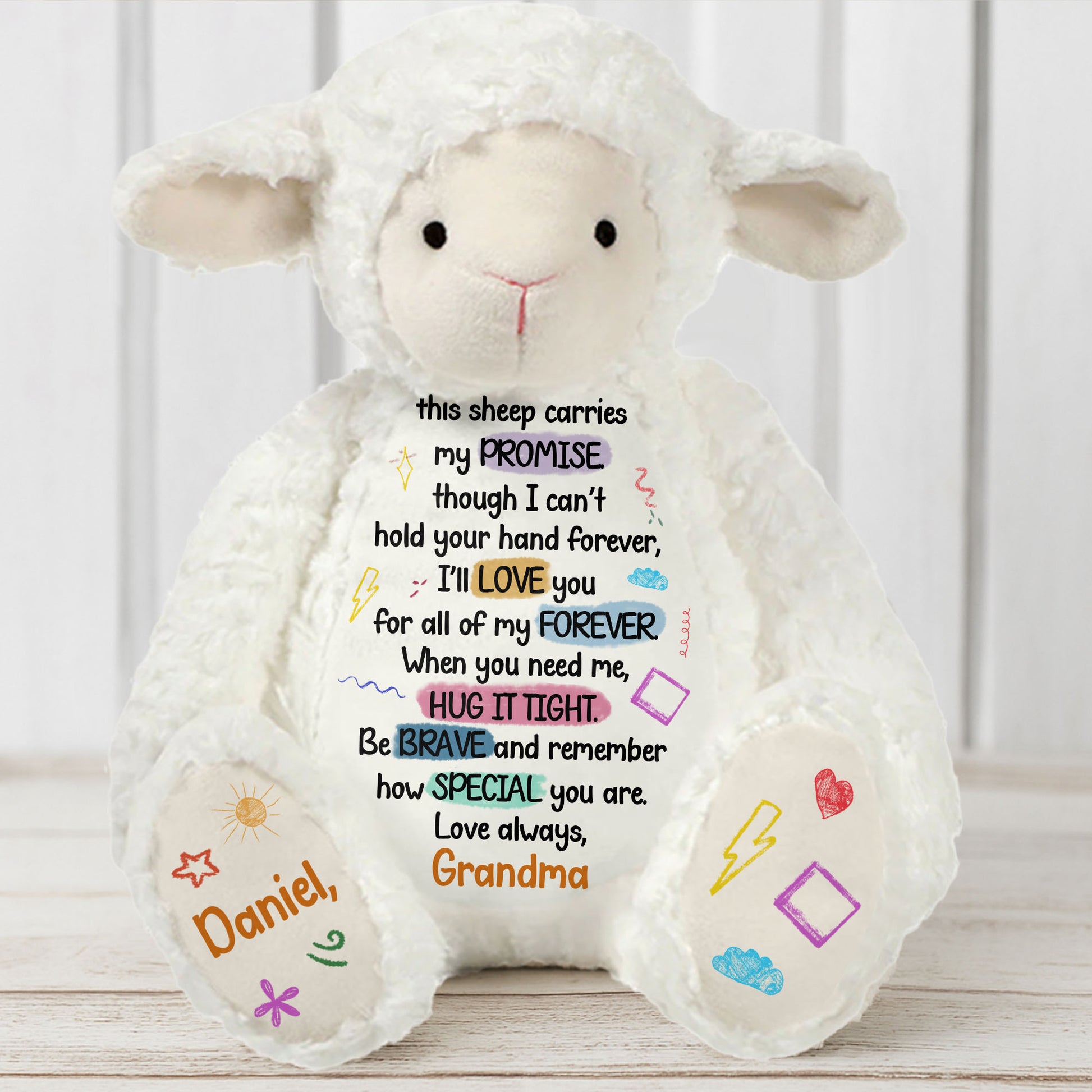 This Sheep Carries My Promise Stuffed Sheep With Stars And Heart