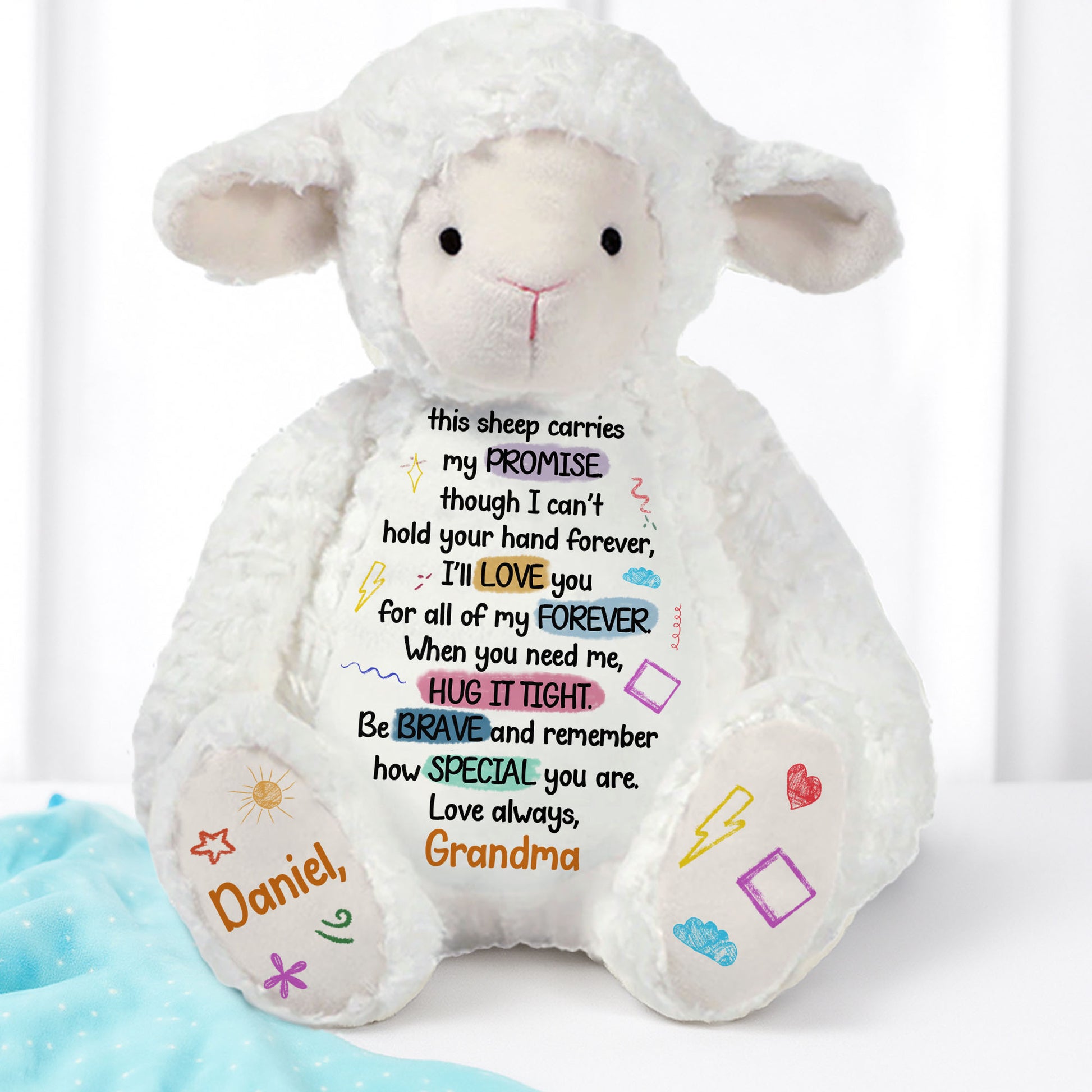 This Sheep Carries My Promise Stuffed Sheep With Stars And Heart