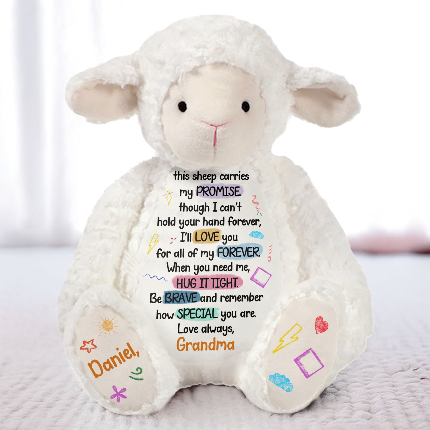This Sheep Carries My Promise Stuffed Sheep With Stars And Heart
