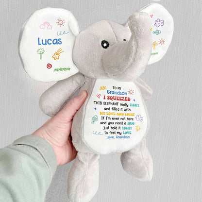 To My Grandson, Feel My Love Elephant With Hearts And Stars