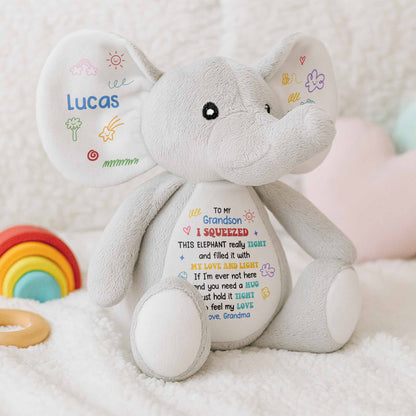 To My Grandson, Feel My Love Elephant With Hearts And Stars