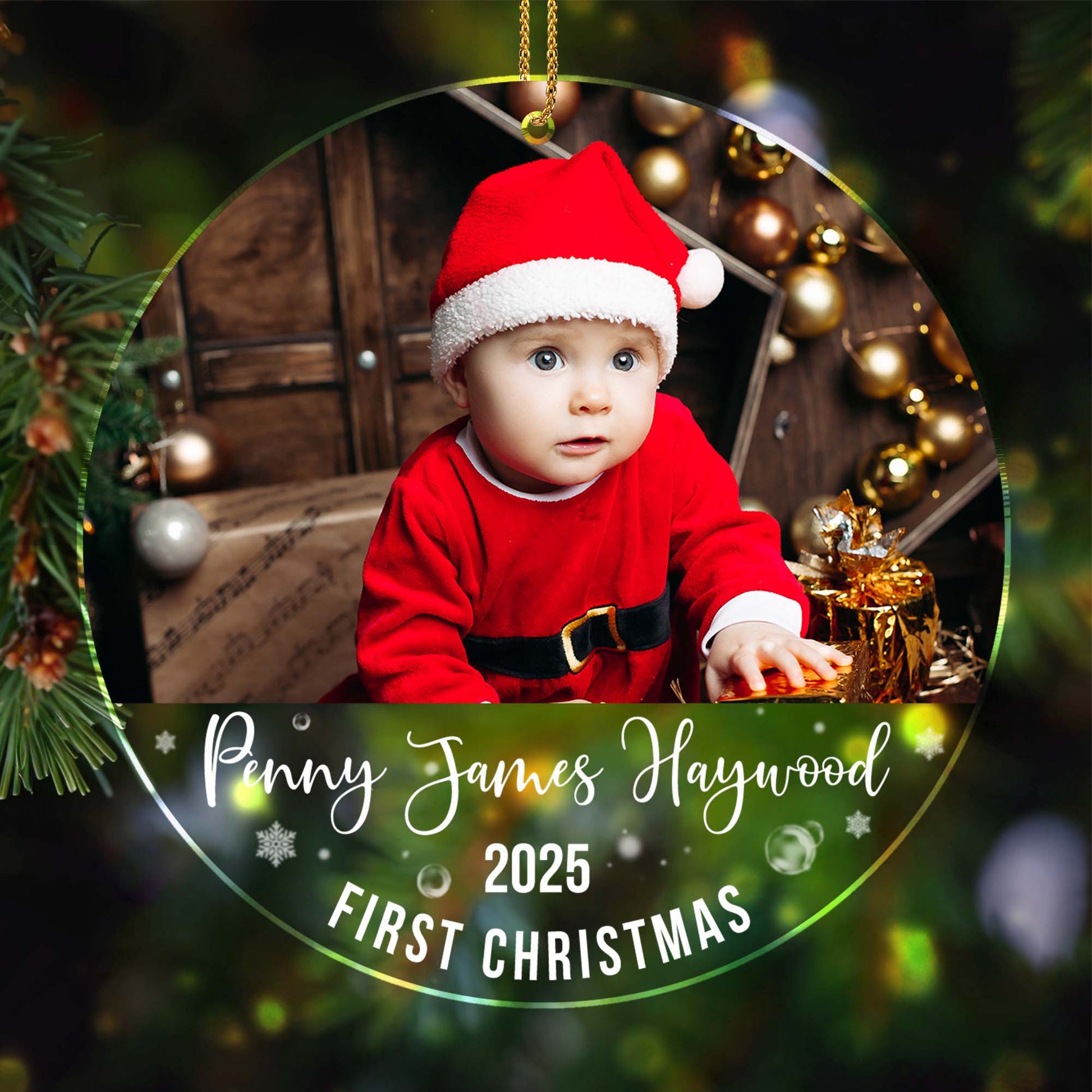 First Christmas, Baby In Santa Outfit