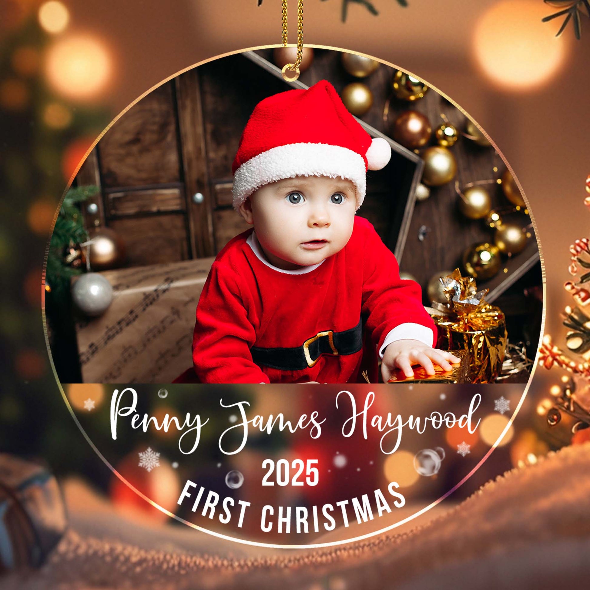 First Christmas, Baby In Santa Outfit