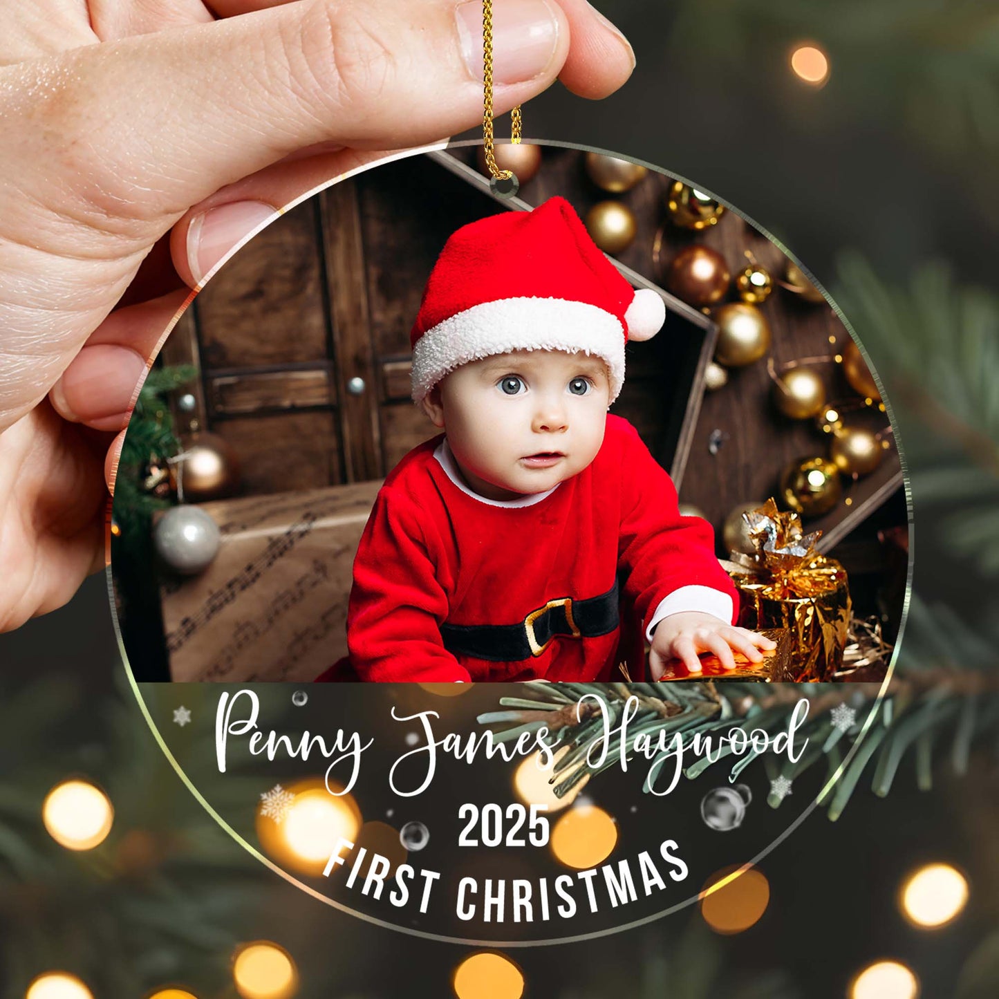 First Christmas, Baby In Santa Outfit
