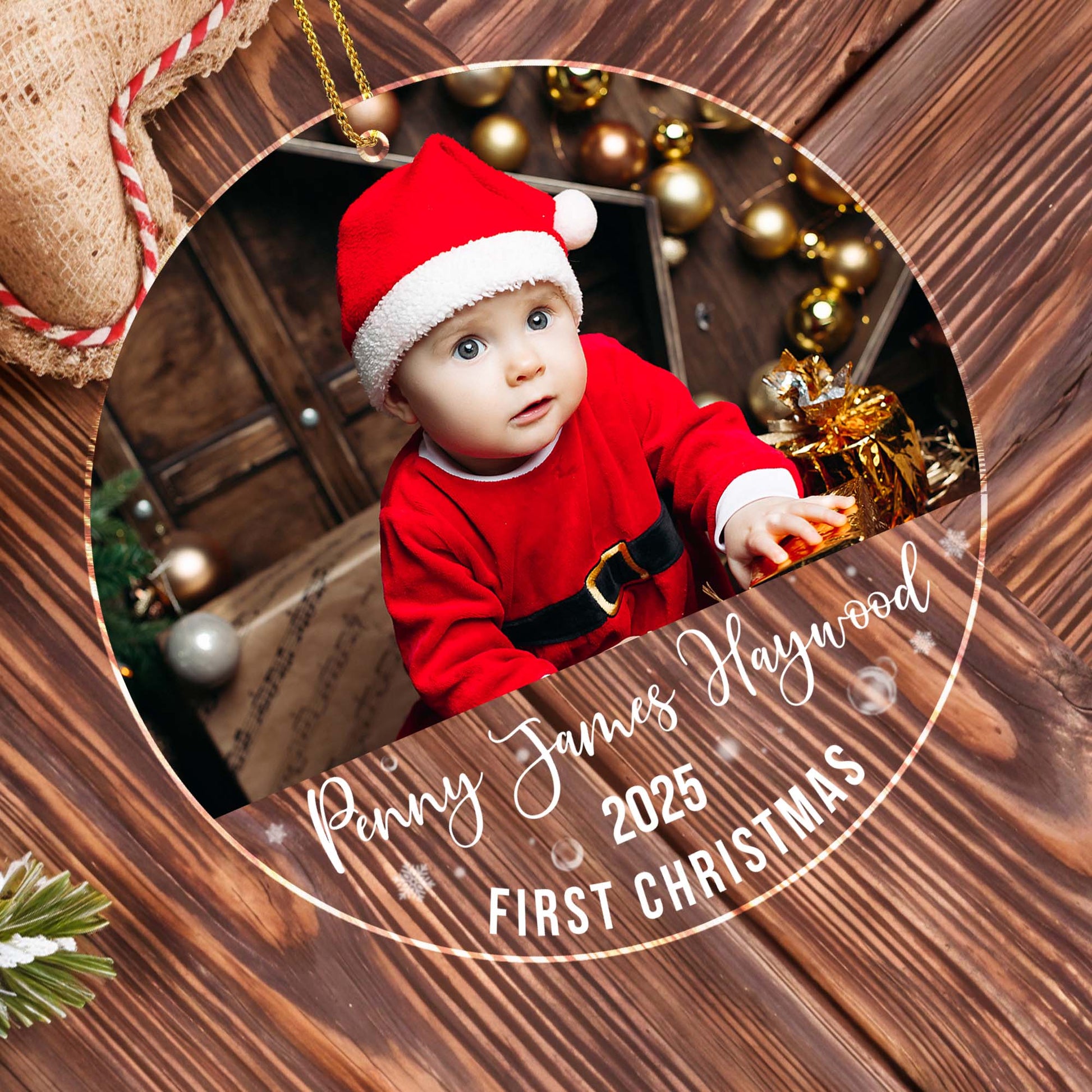 First Christmas, Baby In Santa Outfit