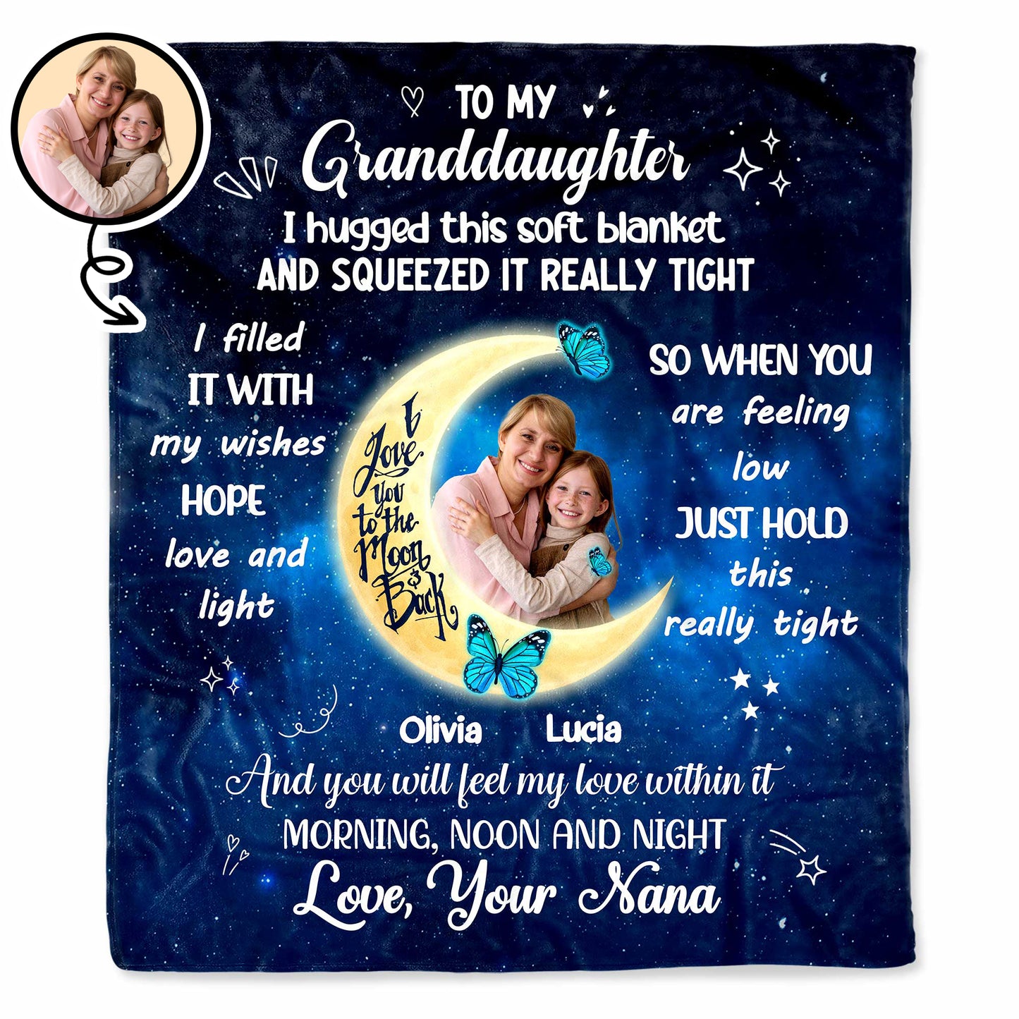 To My Granddaughter Hugged This Soft Blanket Moon And Stars