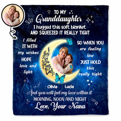 To My Granddaughter Hugged This Soft Blanket Moon And Stars