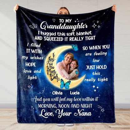 To My Granddaughter Hugged This Soft Blanket Moon And Stars