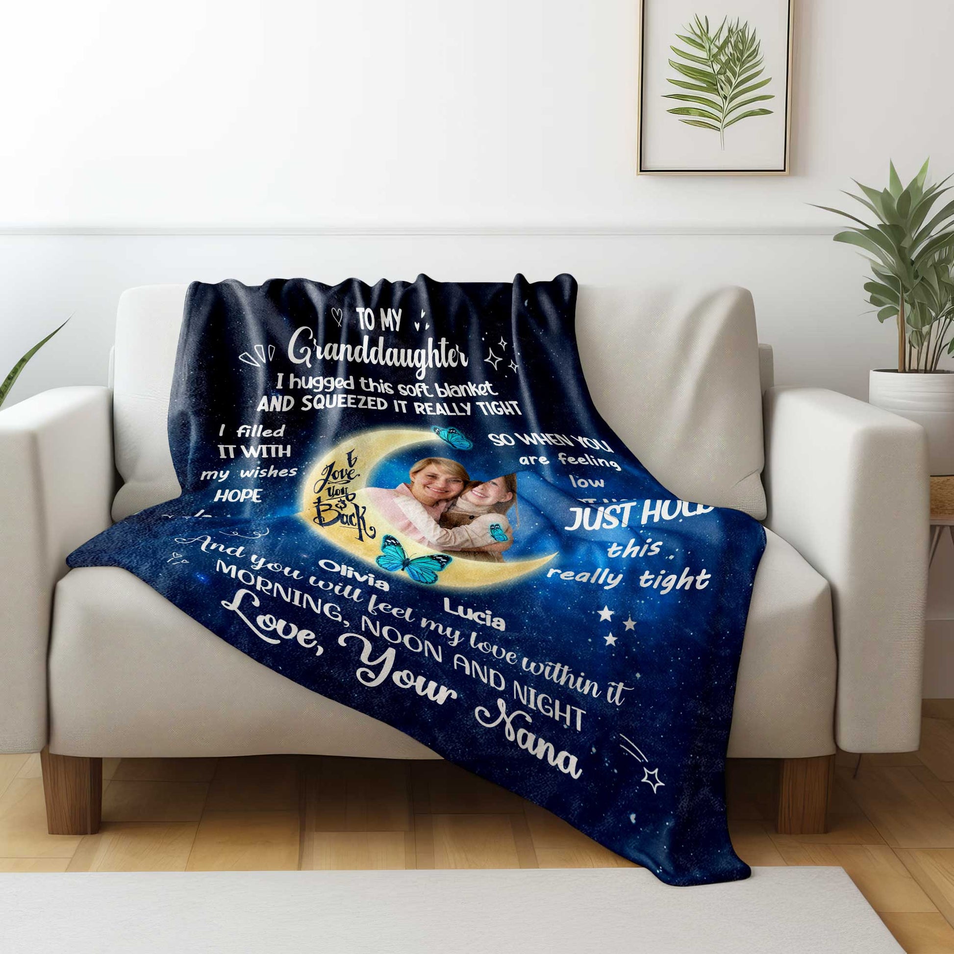 To My Granddaughter Hugged This Soft Blanket Moon And Stars