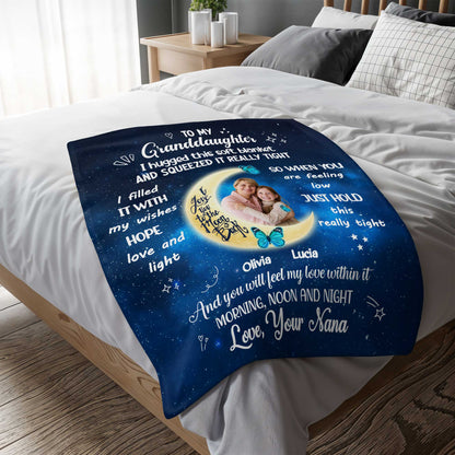 To My Granddaughter Hugged This Soft Blanket Moon And Stars