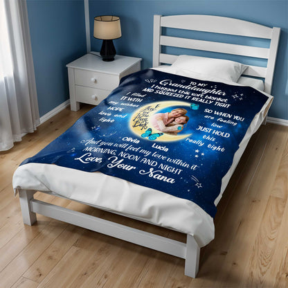 To My Granddaughter Hugged This Soft Blanket Moon And Stars