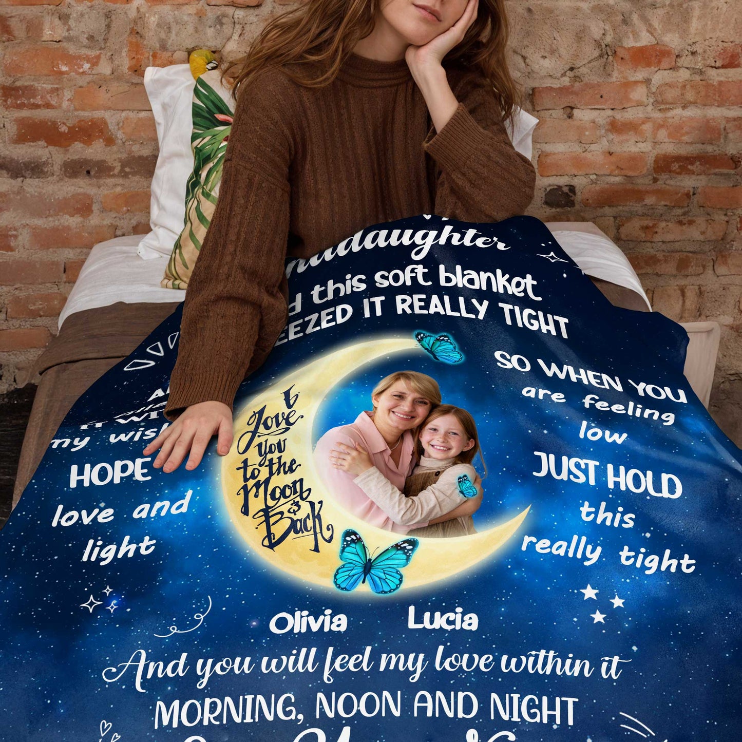 To My Granddaughter Hugged This Soft Blanket Moon And Stars