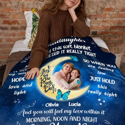 To My Granddaughter Hugged This Soft Blanket Moon And Stars