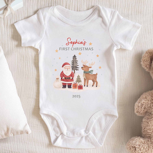 First Christmas With Santa And Reindeer