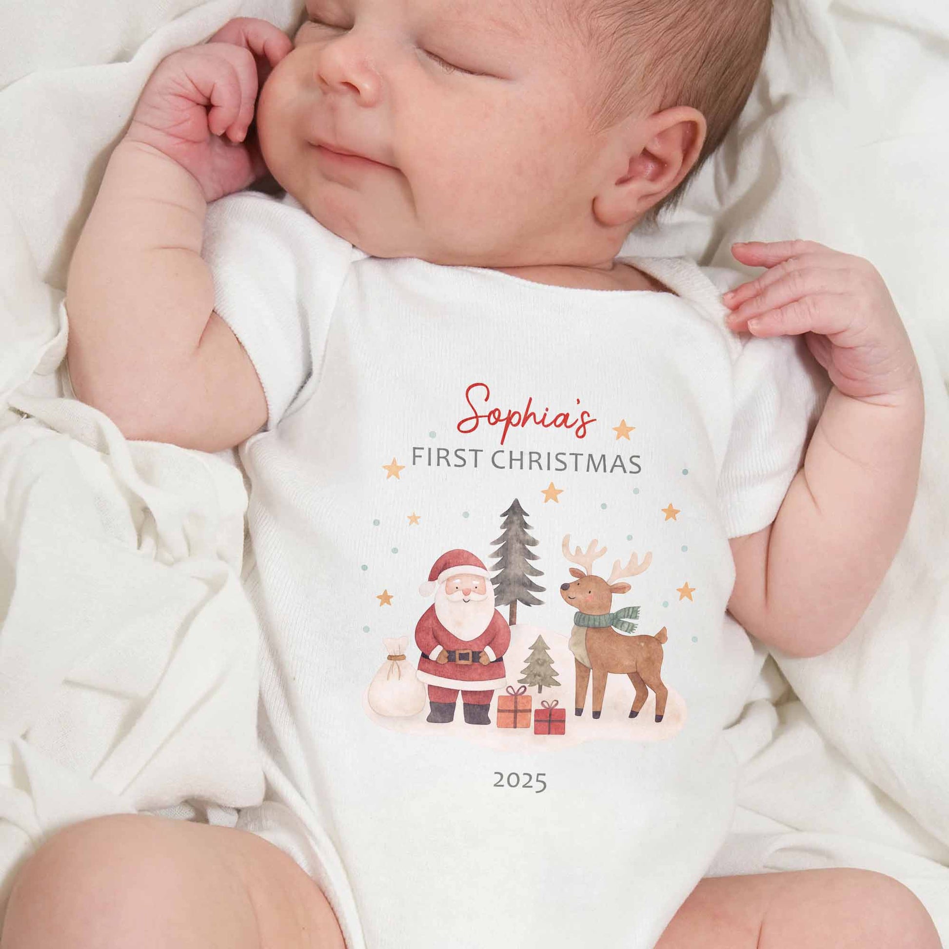 First Christmas With Santa And Reindeer