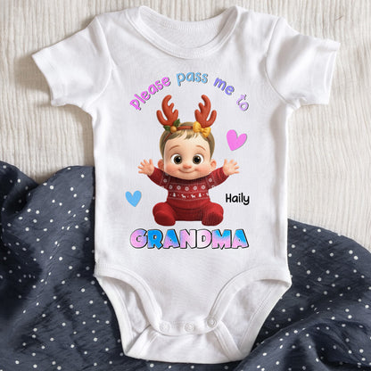 Please Pass Me To Grandma With Cute Baby And Reindeer Antlers